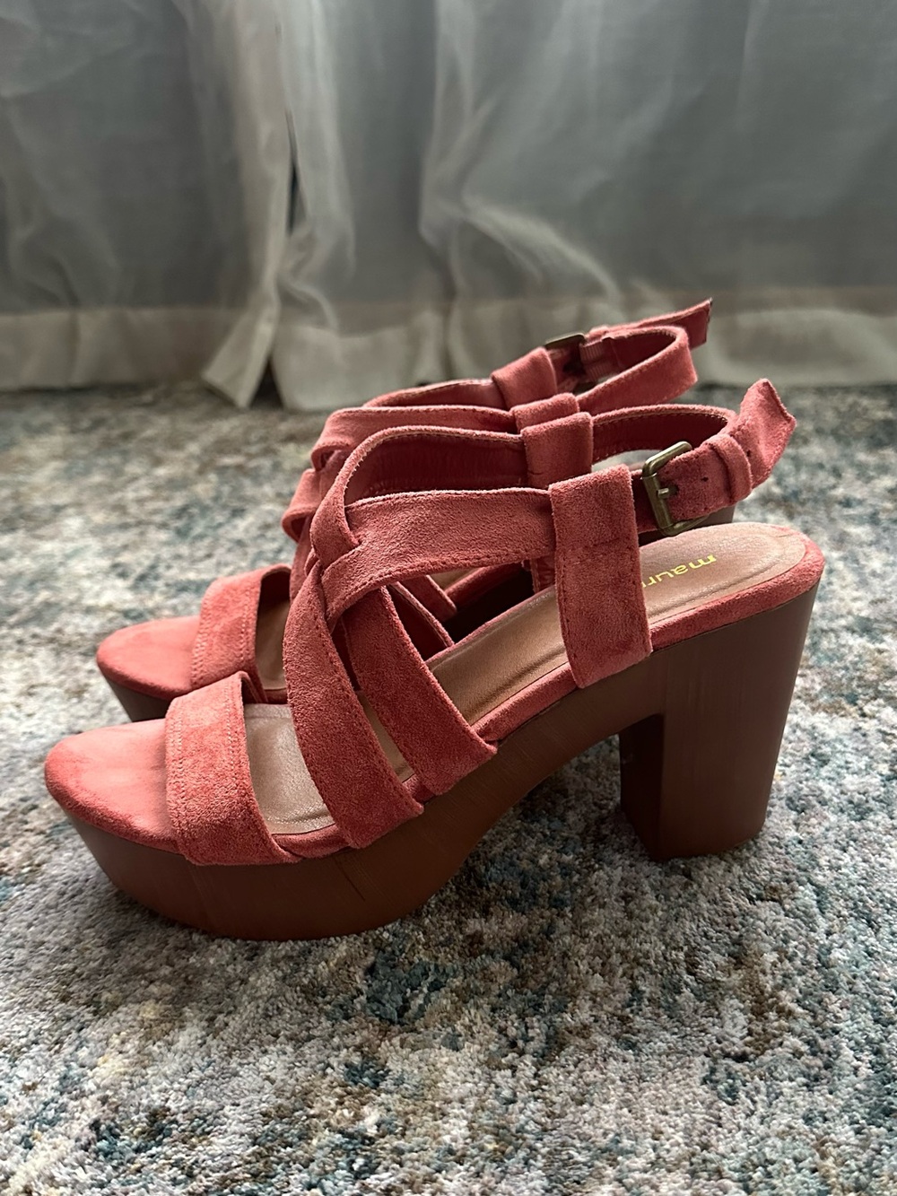 Maurices Dusty Rose Suede Platform Block Heels 9 1/2